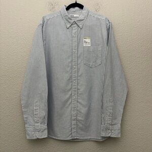 Sonoma The Perfect Length Shirt Blue White Stripe Cotton Size Large NWT